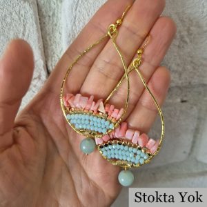 Doğal Taşlı Damla Küpe