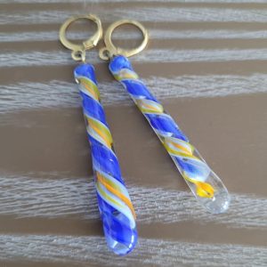 Mavi Turuncu Twister Küpe