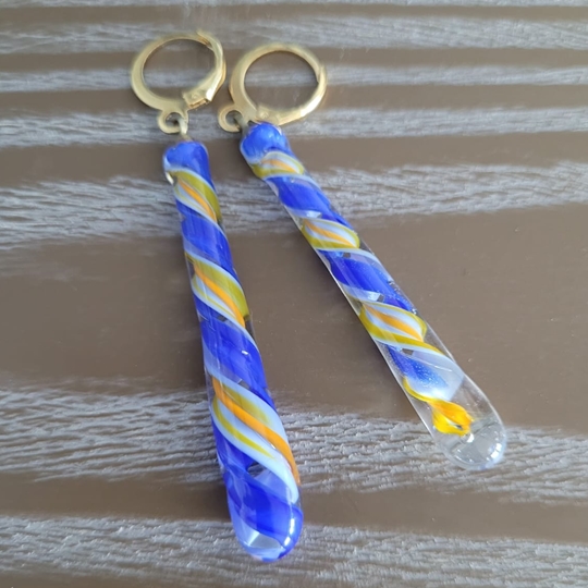 Mavi Turuncu Twister Küpe