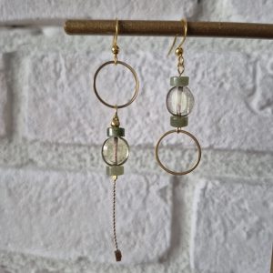 Yeşil Küçük Halkalı Sarkıt Küpe