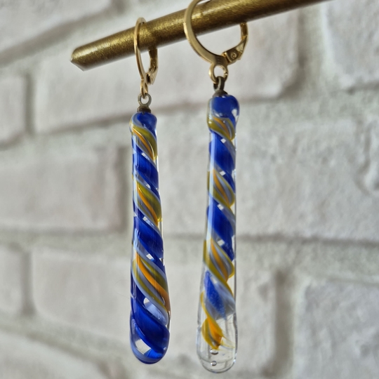 Mavi Turuncu Twister Küpe - Görsel 4