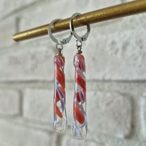 Kırmızı Lila Twister Küpe